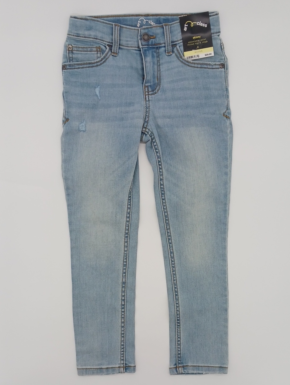 Art Class By Target Kids Skinny Lightwash Lightly Distressed Jeans (Size 6)